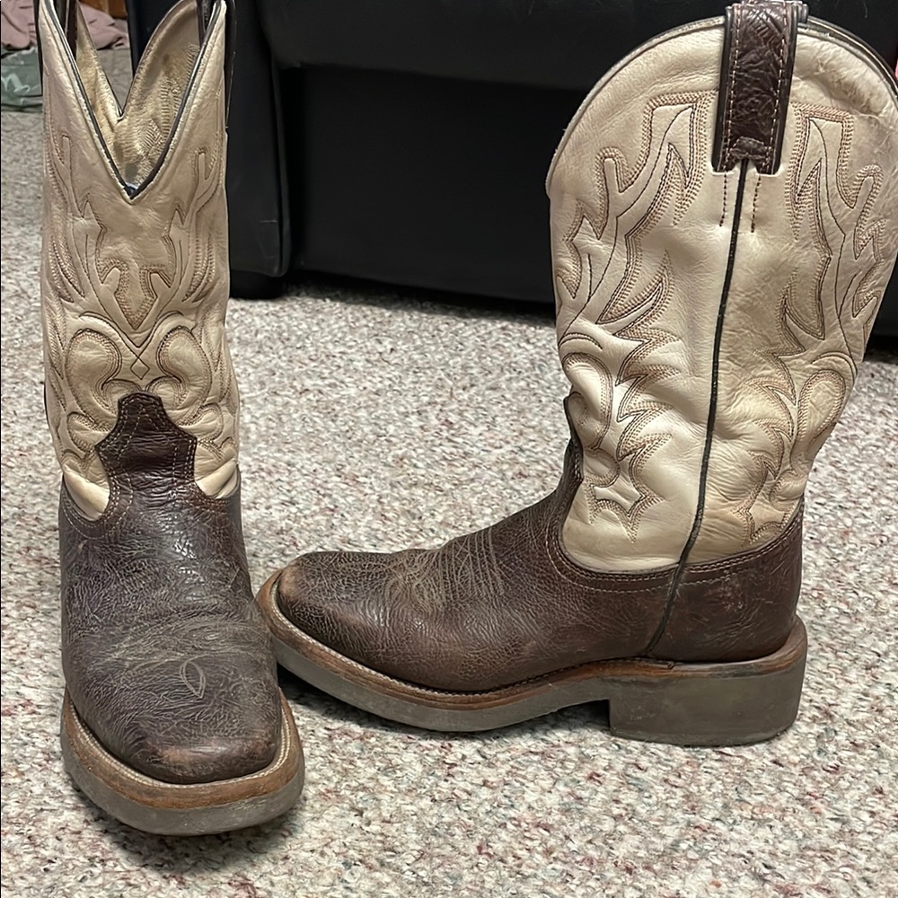 Boulet brown and Cream Western Cowboy Boots